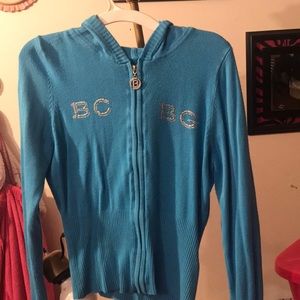 A blue BCBG sweater hoodie